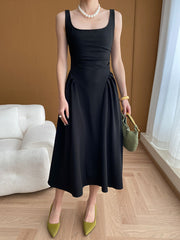 Dlabh long black trapeze dress audrey hepburn