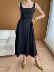 Dlabh long black trapeze dress audrey hepburn