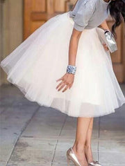 Dlabh mid-length puffy tutu skirt in white elegant tulle