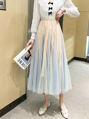 Dlabh long skirt gradient color puffy women