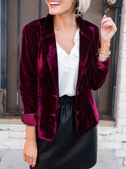 Dlabh velvet blazer lapel collar elegant fashion woman jacket