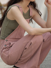 Dlabh pink denim overalls for women