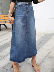 Dlabh Fashion High Waist Pockets Long Denim Skirt