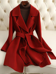 Dlabh wool coat with belt lapel collar women elegant christmas