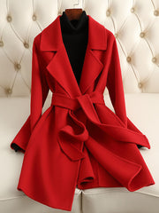 Dlabh wool coat with belt lapel collar women elegant christmas