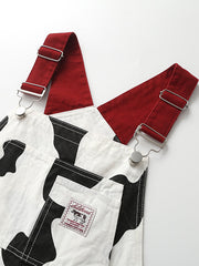 Dlabh loose cowhide denim overalls with pockets