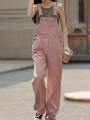 Dlabh pink denim overalls for women