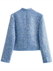 Dlabh women's fashion shiny sequin tweed jacket