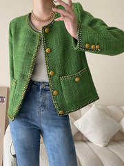 Dlabh short jacket in elegant tweed green women