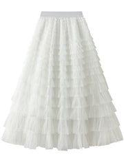 Dlabh women's long soft frilly trapeze tulle skirt