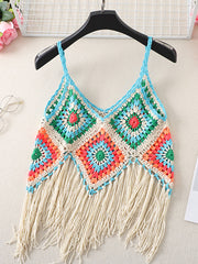 Dlabh crochet fringe bohemian tank top