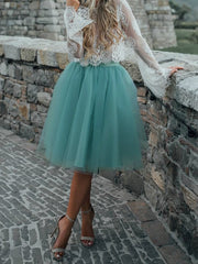 Dlabh mid-length puffy tutu skirt sea green tulle