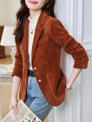 Dlabh blazer in velvet corduroy with pockets buttoned women tailor style