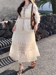 Dlabh long strappy English embroidery bohemian dress