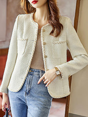 Dlabh short buttoned tweed blazer with pockets elegant woman