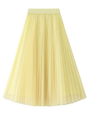 Dlabh elegant pleated tulle long skirt