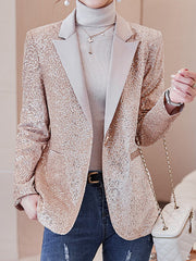 Dlabh shiny sequin blazer with pockets buttons lapel collar woman fashion