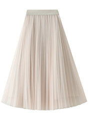 Dlabh elegant pleated tulle long skirt