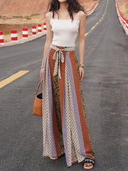 Dlabh long wide leg flared slit bohemian pants