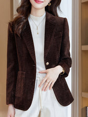 Dlabh blazer in velvet corduroy with pockets buttoned women tailor style