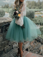 Dlabh mid-length puffy tutu skirt sea green tulle