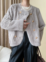 Dlabh double-breasted faux fur coat