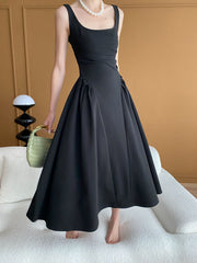 Dlabh long black trapeze dress audrey hepburn