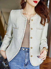 Dlabh short buttoned tweed blazer with pockets elegant woman