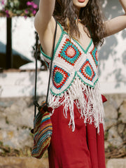 Dlabh crochet fringe bohemian tank top