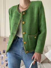 Dlabh short jacket in elegant tweed green women