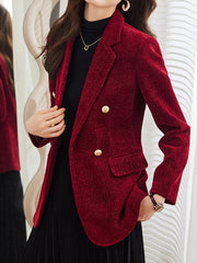 Dlabh blazer velvet bright wire double breasted women fashion