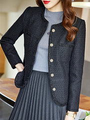 Dlabh short buttoned tweed blazer with pockets elegant woman