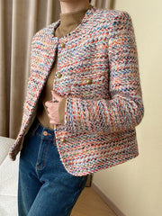 Dlabh tweed jacket down jacket with pockets for women winter