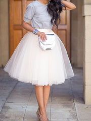 Dlabh mid-length puffy tutu skirt in white elegant tulle