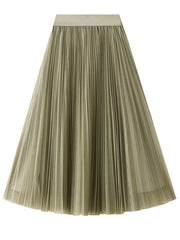 Dlabh elegant pleated tulle long skirt