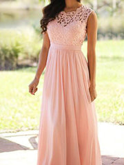 Dlabh Long Bridesmaid Dress Lace Chiffon Elegant