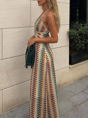 Dlabh long dress with thin straps halter backless fashion