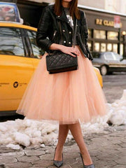 Dlabh mid-length puffy tutu skirt pink tulle