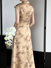 Dlabh cheongsam Qipao elegant gold satin