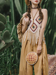 Dlabh crochet fringe bohemian tank top