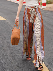 Dlabh long wide leg flared slit bohemian pants