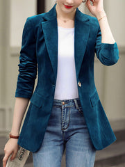 Dlabh blazer velvet buttons with pockets lapel collar women tailor style