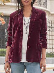 Dlabh short velvet blazer buttoned pockets lapel collar women