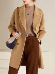 Dlabh mid-length wool coat double-breasted dropped shoulder women