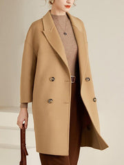 Dlabh mid-length wool coat double-breasted dropped shoulder women