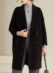 Dlabh mid-length wool coat double-breasted dropped shoulder women