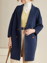 Dlabh mid-length wool coat double-breasted dropped shoulder women