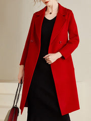 Dlabh mid-length wool coat with pockets women casual fashion