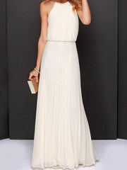 Dlabh elegant pleated long prom dress