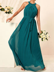 Dlabh long chiffon bridesmaid dress